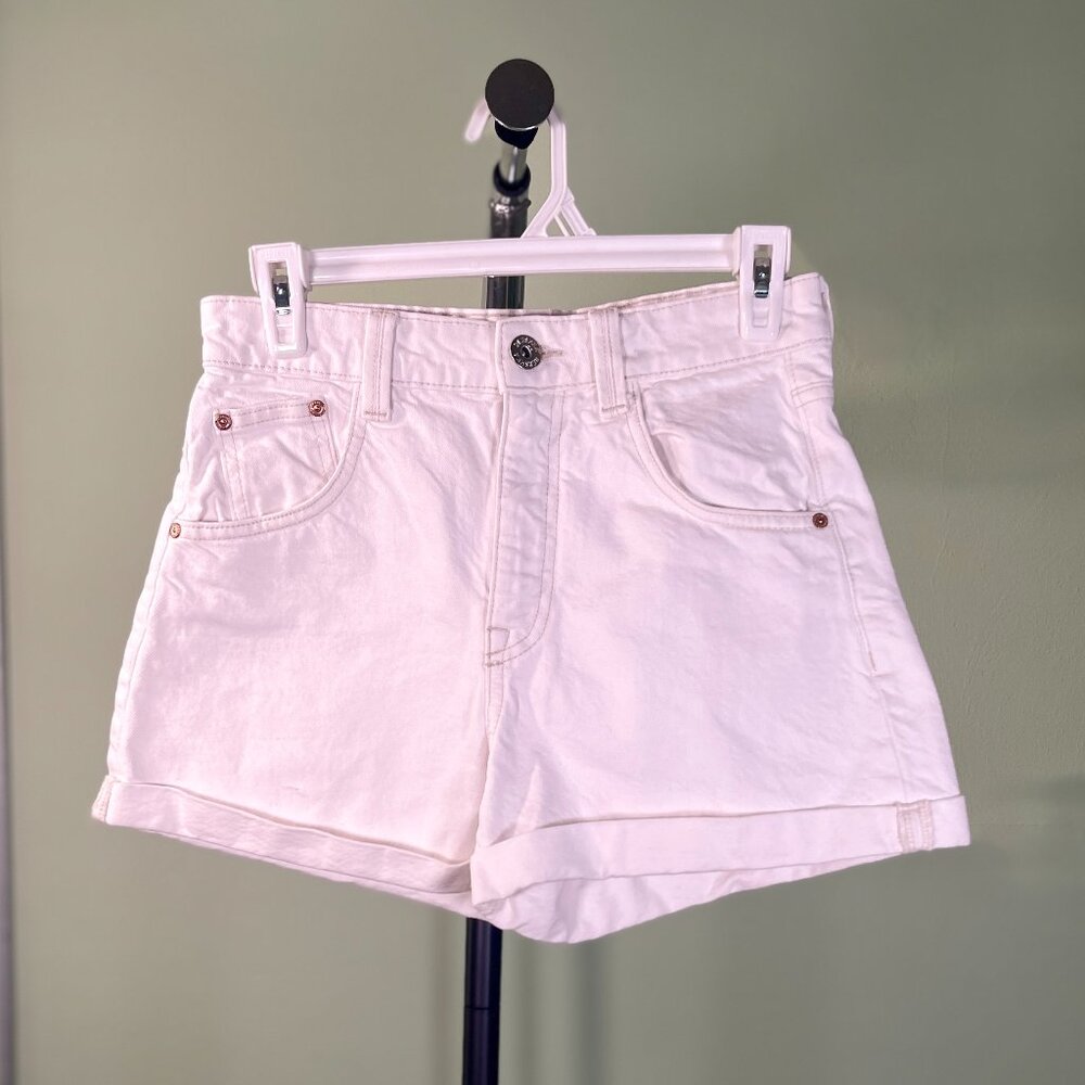 Berksha White Denim Roll Up Shorts - Size 4
